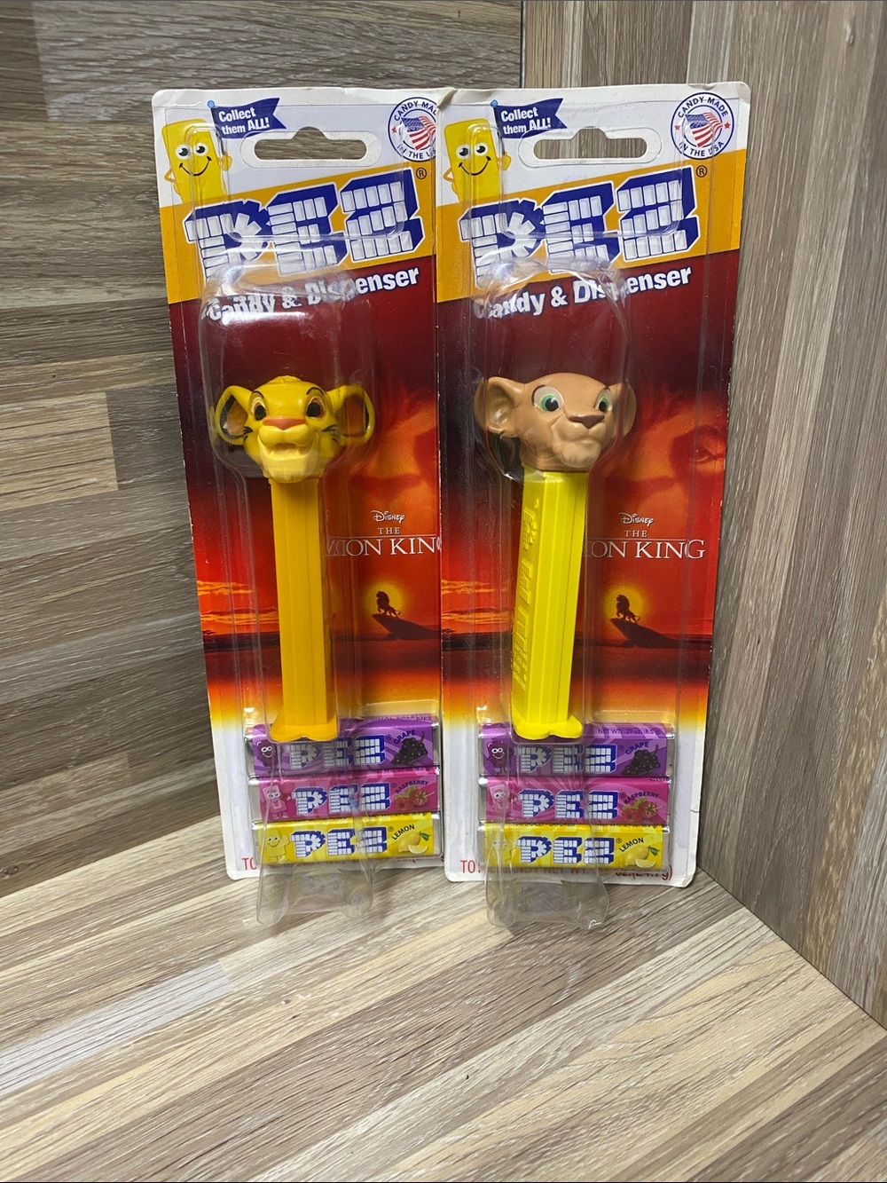 Disney Yellow Lion King Simba PEZ Candy Dispenser Twin Pack